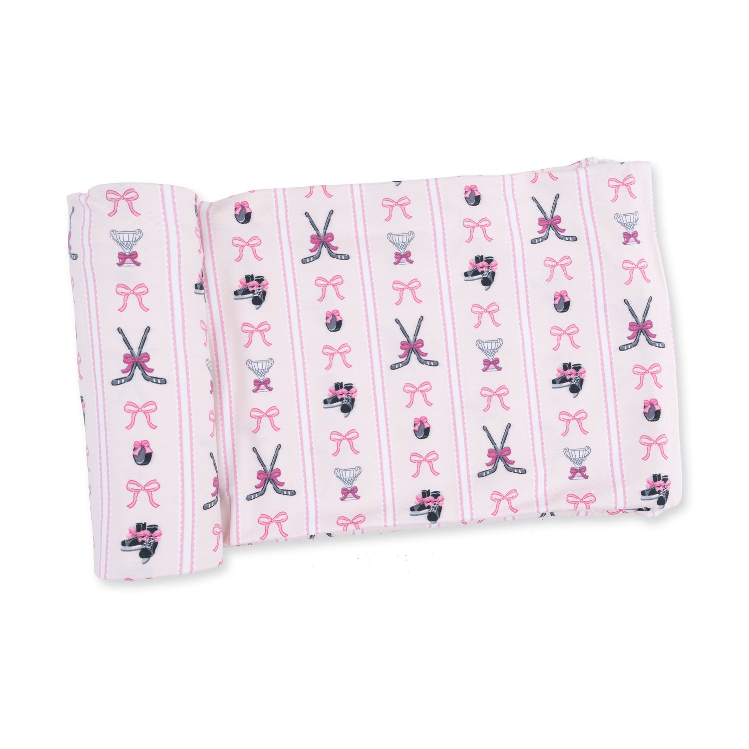 Swaddle blanket in a hockey stripe print