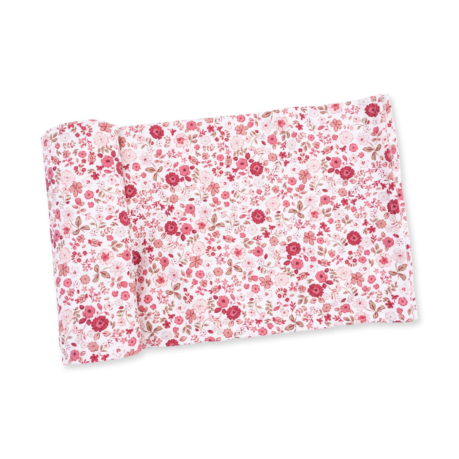 Swaddle blanket in a serene floral print on a light background