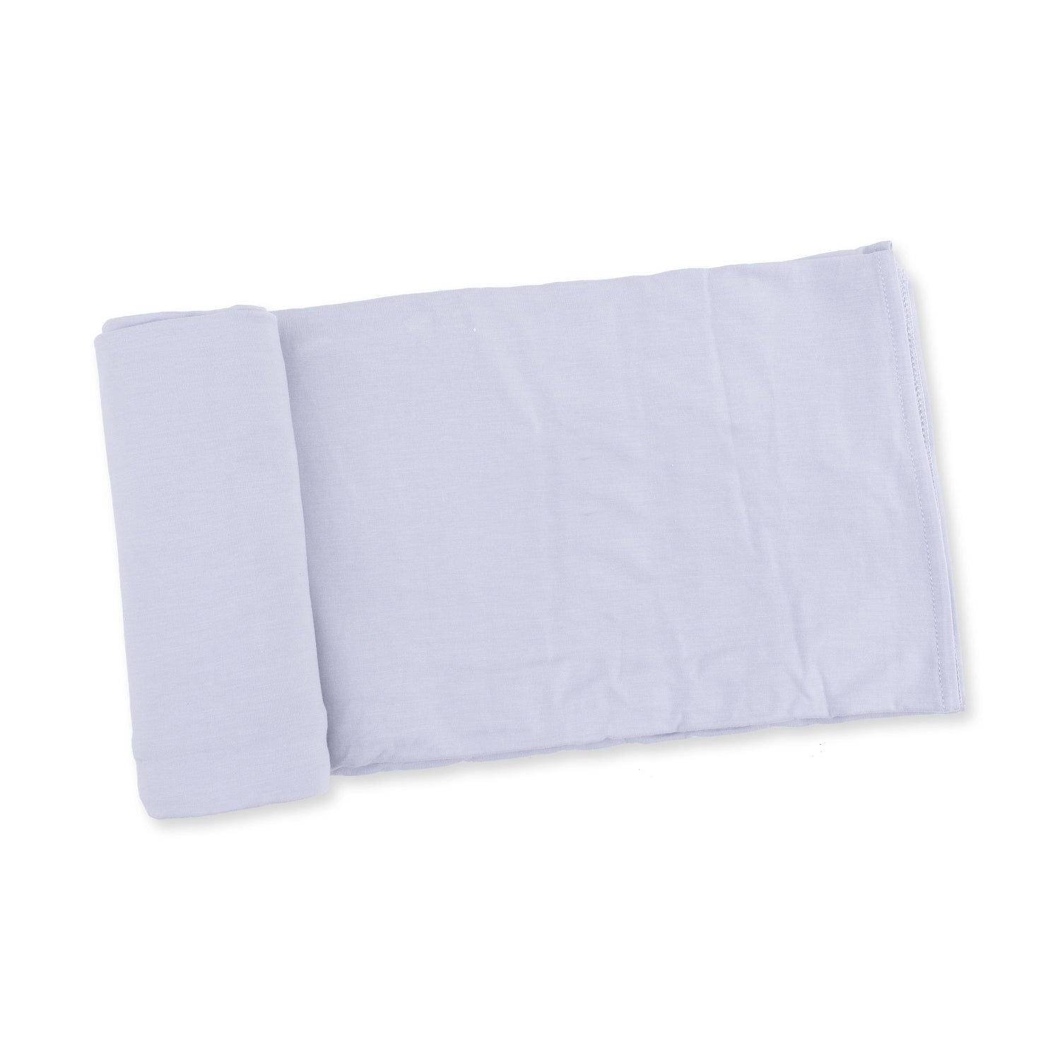 Swaddle blanket in a soft solid color, unfolded to show its square shape.