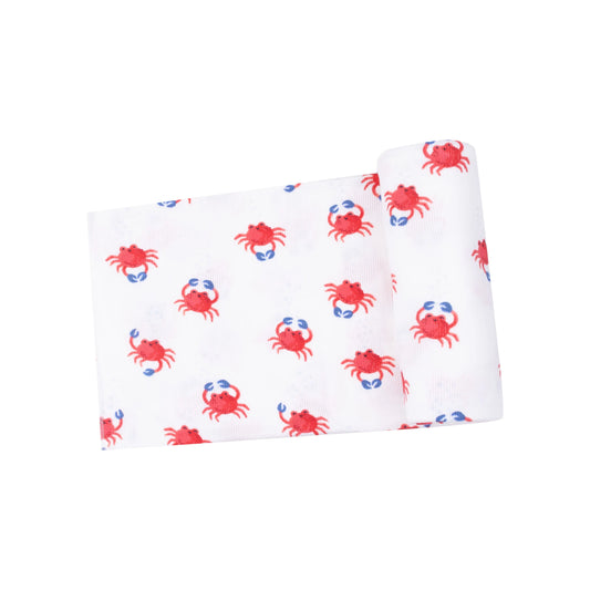 Crabby Cuties Ribbed Modal Swaddle Blanket for Newborns and Toddlers 45x45 Inches.