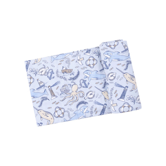 Nautical Notebook Viscose Bamboo Swaddle Blanket 45x45 Inches.