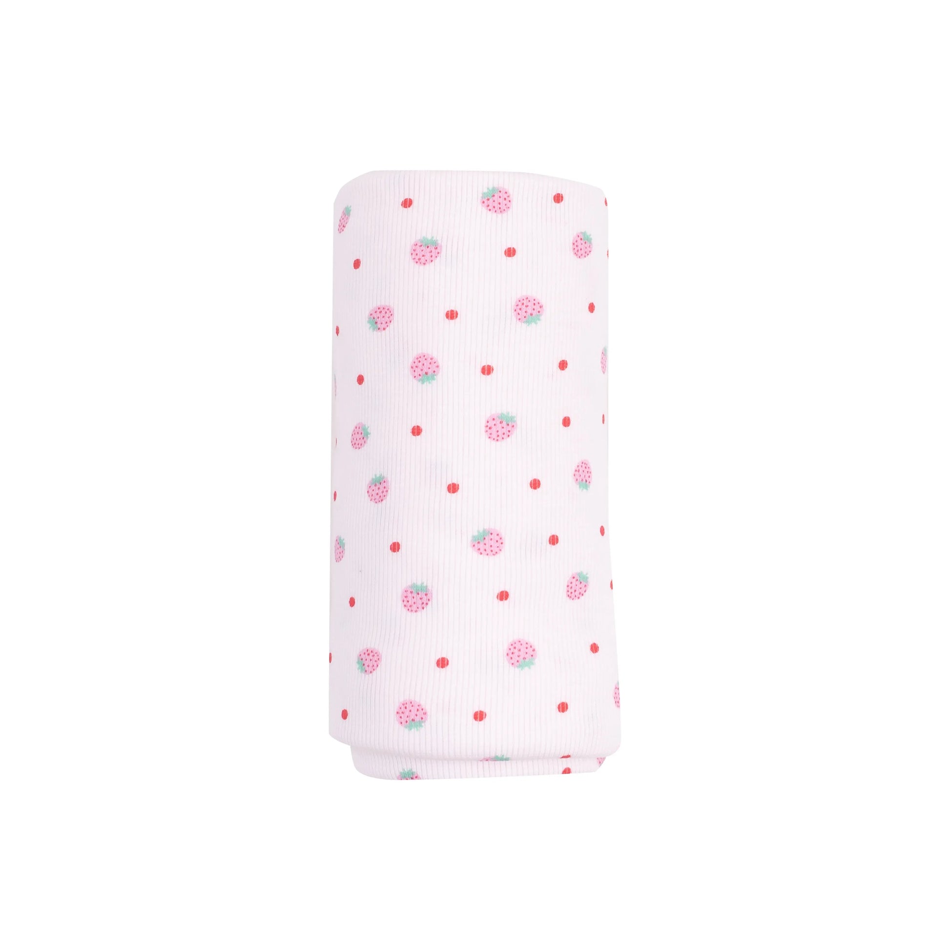 Swaddle Blanket Strawberry Swiss Dot Ribbed Modal 45x45 Inches.