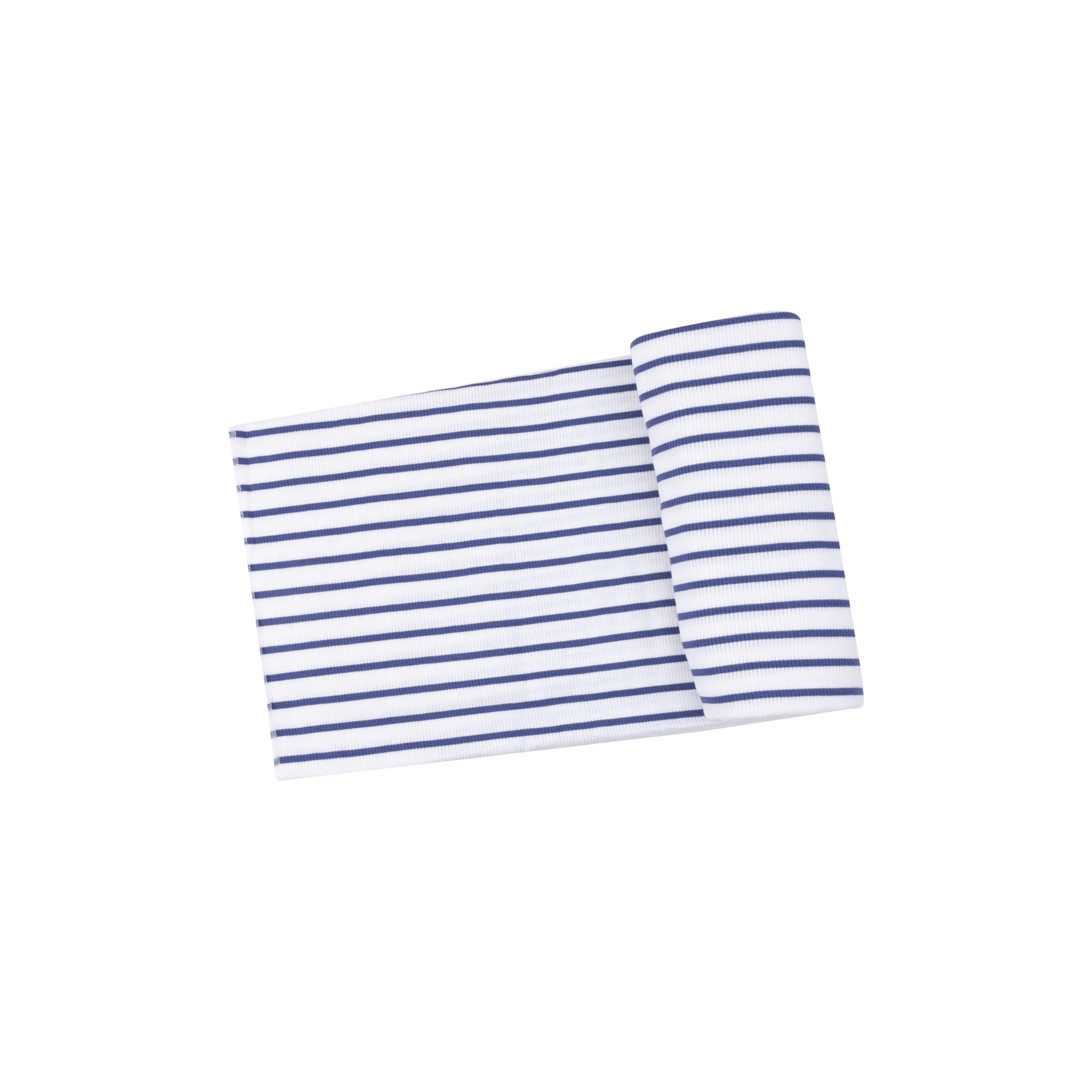 Swaddle Blanket Stripe Vintage Navy Ribbed Modal 45x45 Inches.