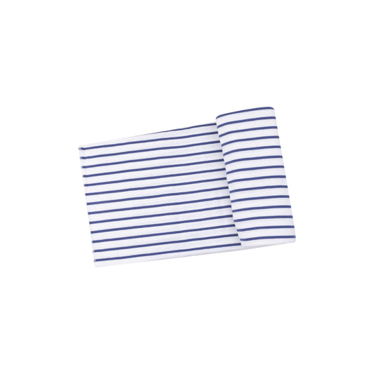 Swaddle Blanket Stripe Vintage Navy Ribbed Modal 45x45 Inches.