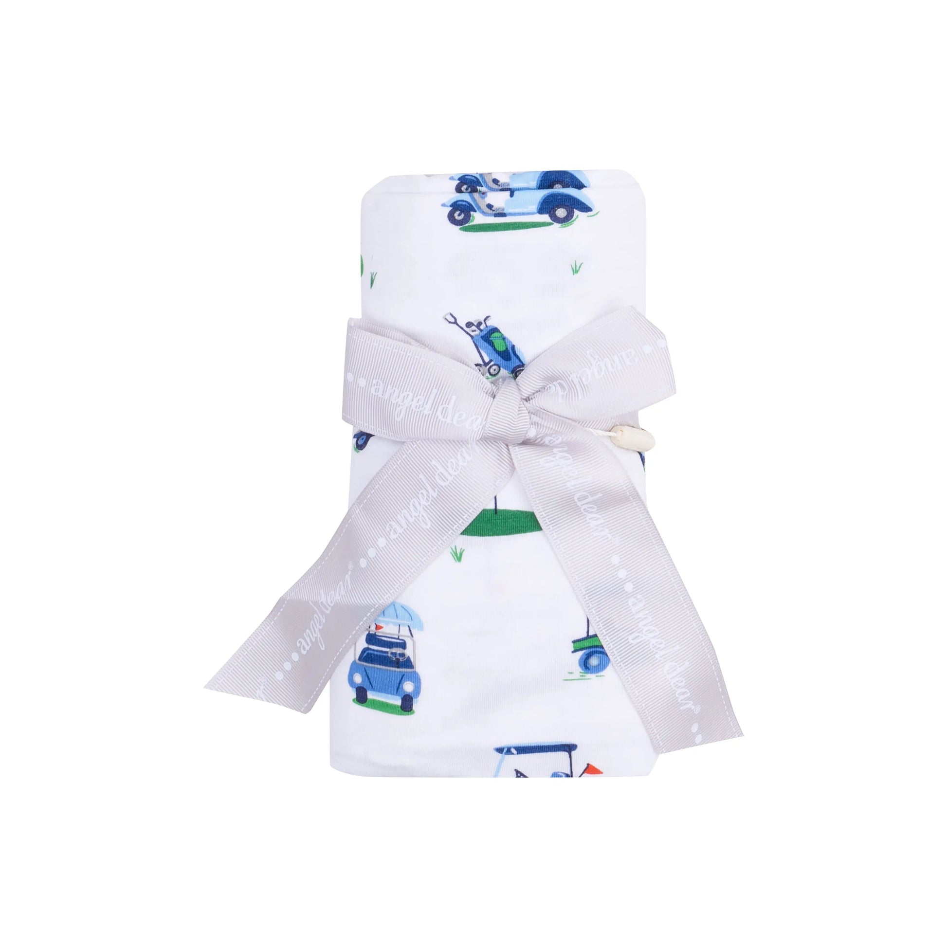 Vintage Golf Carts Blue Viscose Bamboo Swaddle Blanket 45x45 Inches.