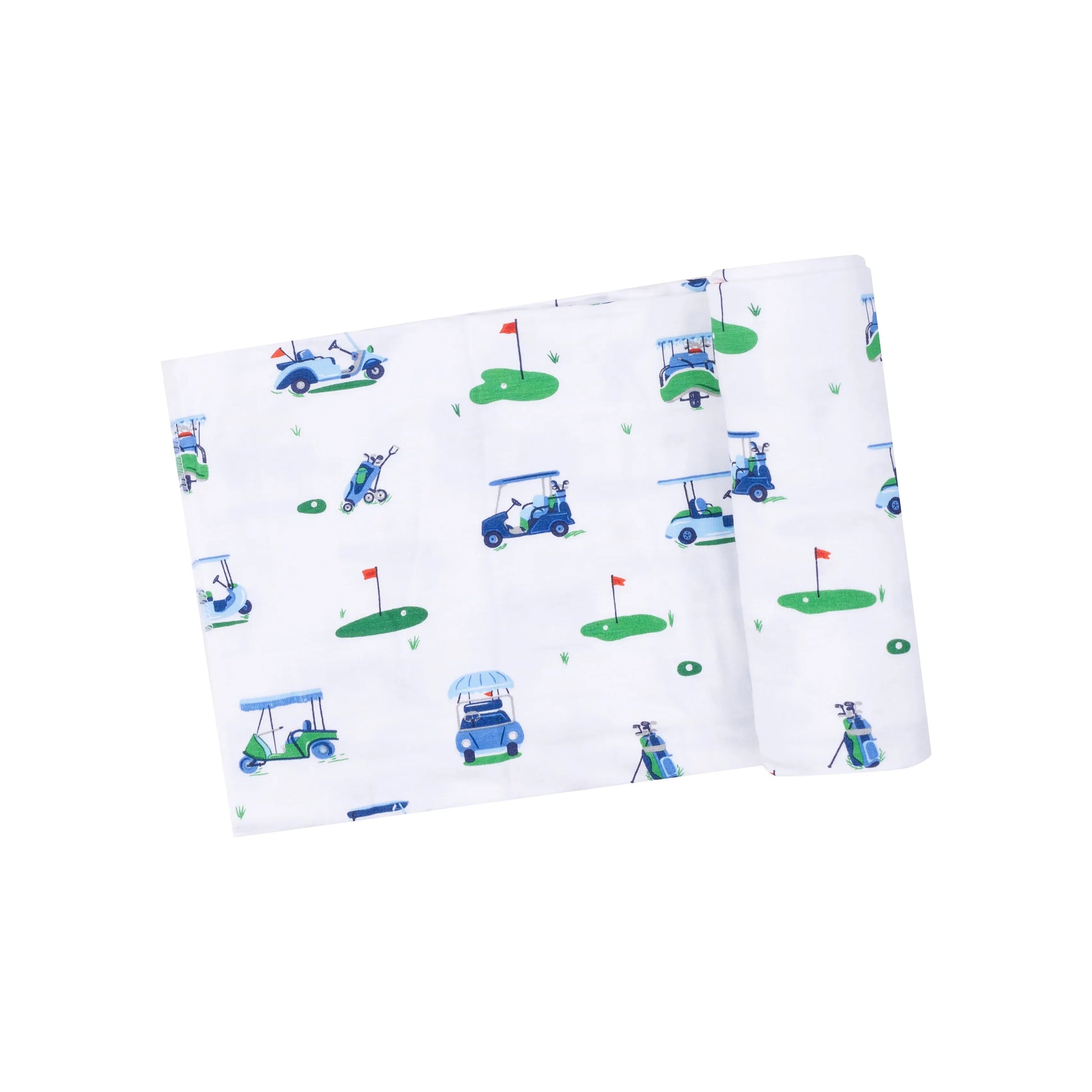 Vintage Golf Carts Blue Viscose Bamboo Swaddle Blanket 45x45 Inches.