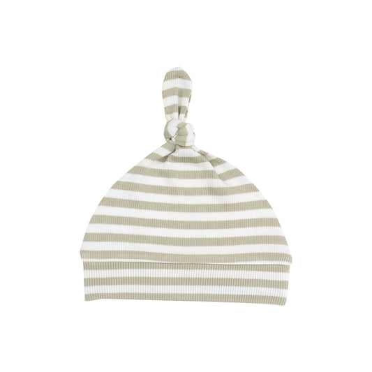 Knotted Baby Hat Stripe Sage.
