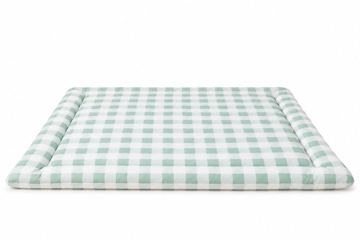 Light Green Checkered Padded Baby Play Mat by Little Mae & Co