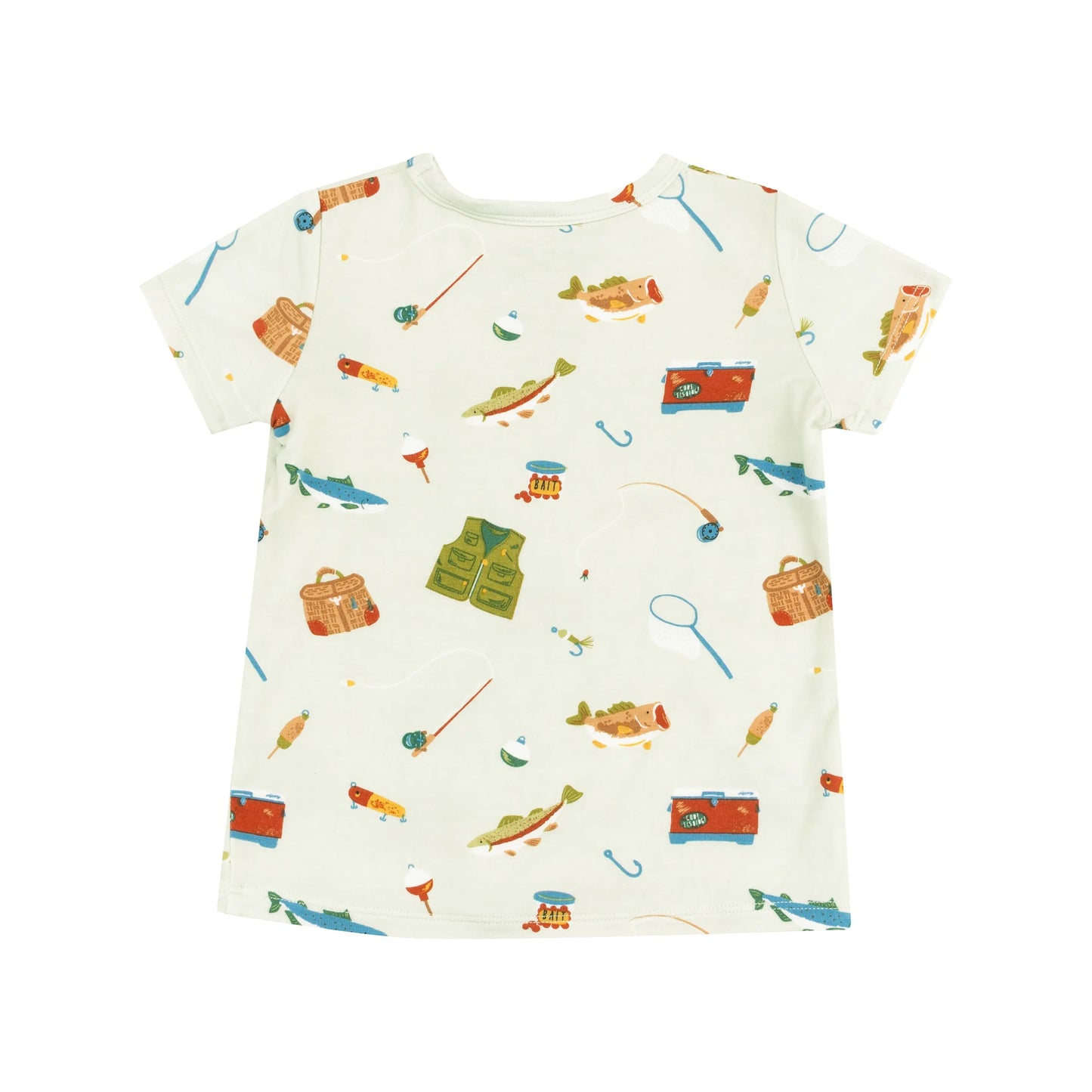 Crew Neck Tee and Short Set Fishing Things Green.