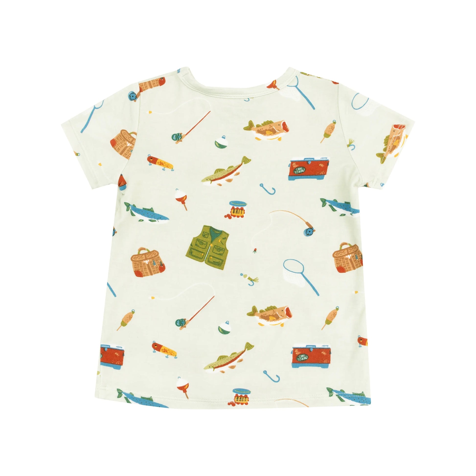 Crew Neck Tee and Short Set Fishing Things Green.