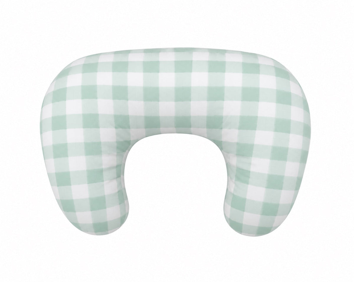 Light Green Checkered Ruffle Nursing Pillow Cover by Little Mae & Co