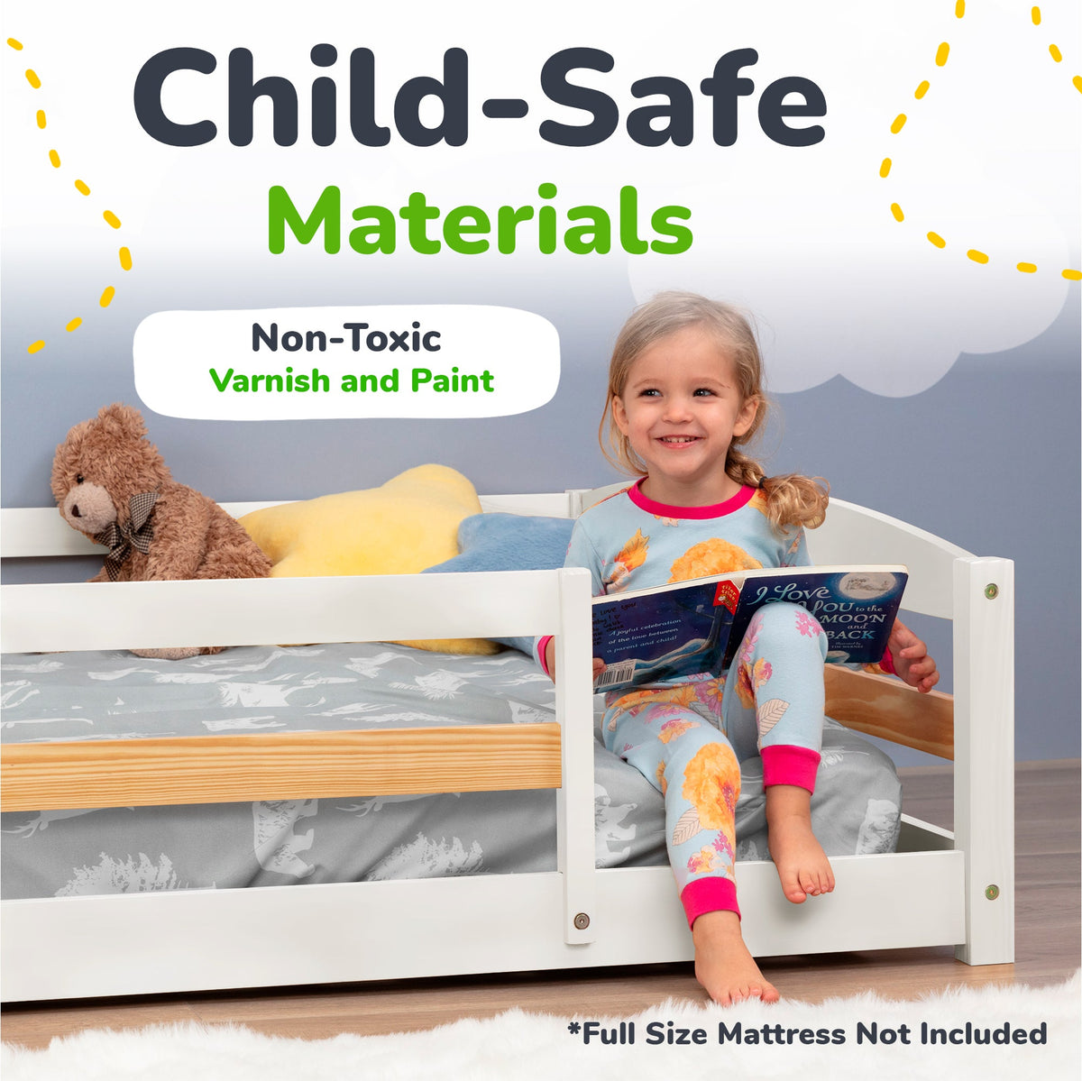 Full-Size Montessori Floor Bed with Strong Slatted Frame by Ocodile.com at Everetts Place