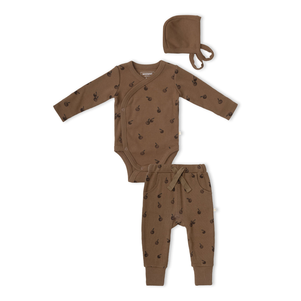Organic Kimono Onesie & Pants Set - Apple by Makemake Organics