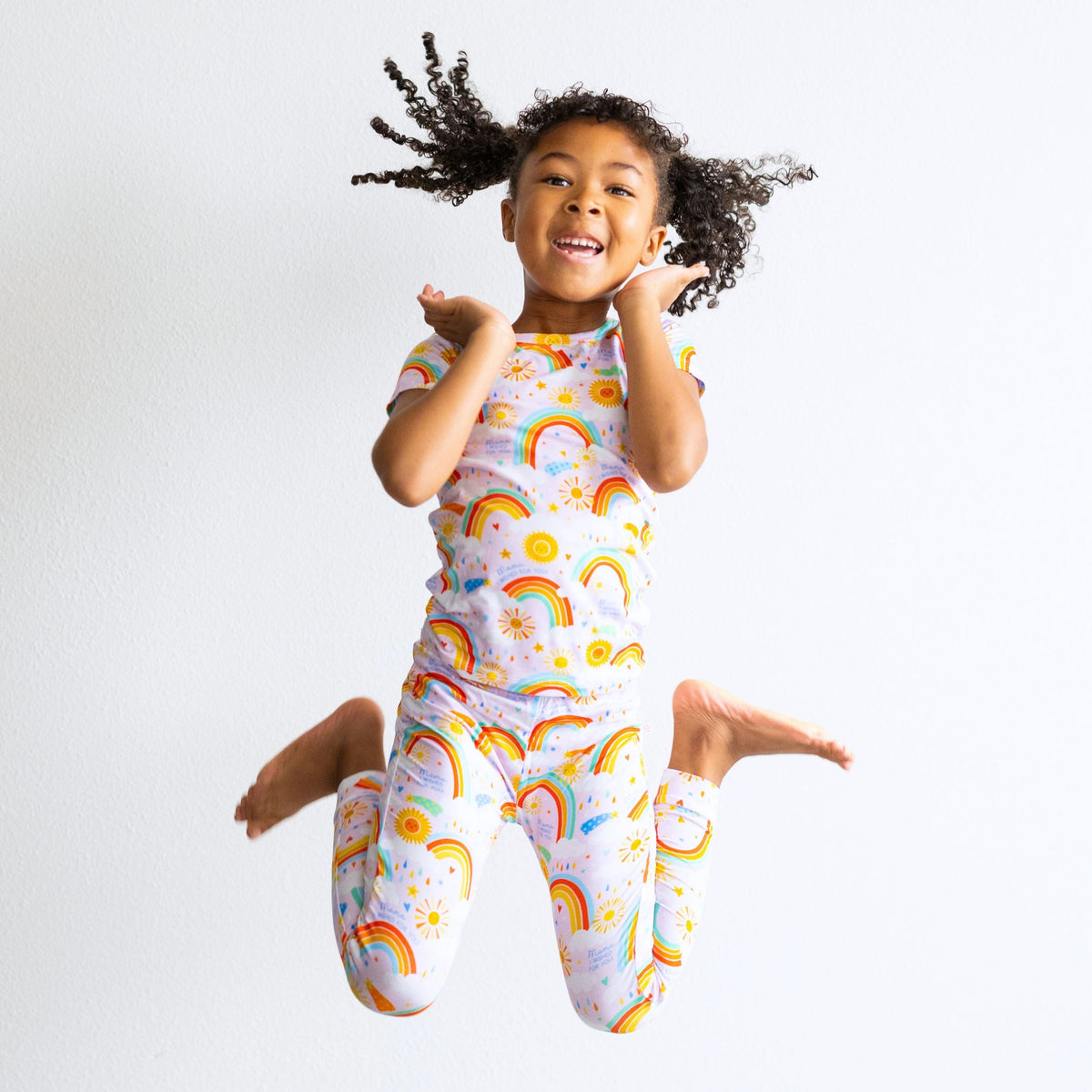 The Second-Skin 2-Piece Short Sleeve Pajama | Here Comes the Sunshine (Pink) by Raising Mama at Everetts Place