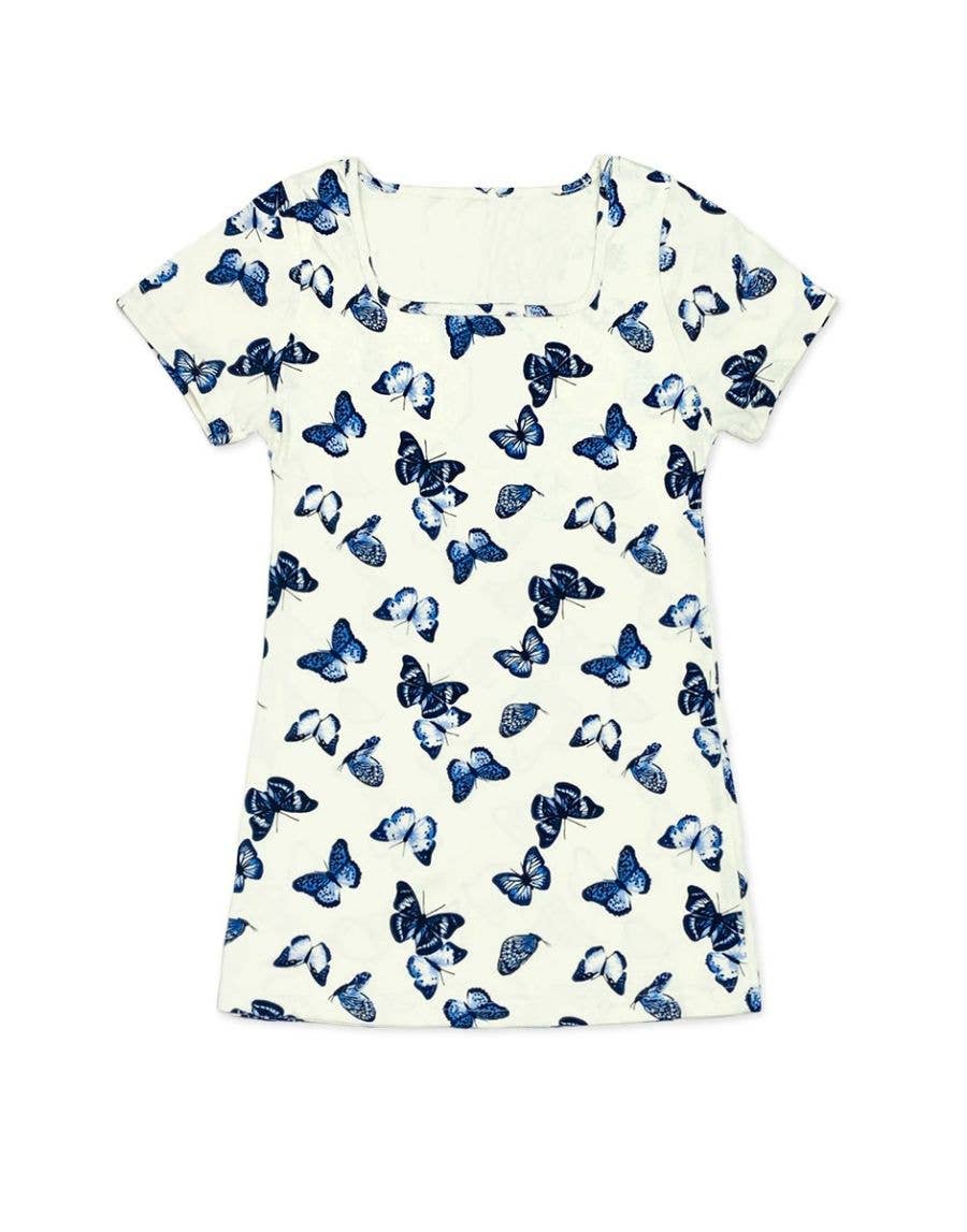Cutie Patootie Clothing - GKD-3044B-UMI02 Girl's Butterfly Print Dress  - White/Butterfly / S (7) by Cutie Patootie Clothing at Everetts Place