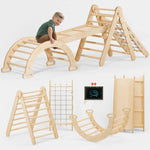 Goodevas 4in1 Montessori Climbing Set Triangle Ladder Arch Rocker Slide Board Ramp Climbing Net Beige - Baby & Toddler > Baby Toys & Activity Equipment > Baby Activity Toys 4in1 Playsets