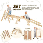Goodevas 4in1 Montessori Climbing Set Triangle Ladder Arch Rocker Slide Board Ramp Climbing Net Beige - Baby & Toddler > Baby Toys & Activity Equipment > Baby Activity Toys 4in1 Playsets