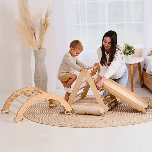 4in1 Montessori Climbing Set Triangle Ladder Climbing Arch Slide Board Cushion for Toddlers Ages 1 to 3 Goodevas Everetts Place: Online Boutique 89.00