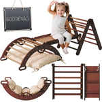 Goodevas 4in1 Montessori Climbing Set Triangle Ladder Climbing Arch Slide Board Cushion for Toddlers Ages 1 to 3 - Baby & Toddler > Baby Toys & Activity Equipment > Baby Activity Toys 4in1 Playsets