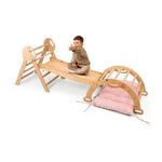 Goodevas 4in1 Montessori Climbing Set: Pikler Triangle, Arch, Slide Board, and Cushion for Toddlers (1–3 Years) - 