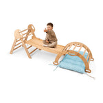Goodevas 4in1 Montessori Climbing Set: Pikler Triangle, Arch, Slide Board, and Cushion for Toddlers (1–3 Years) - 