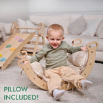 Goodevas 4in1 Montessori Climbing Set: Pikler Triangle, Arch, Slide Board, and Cushion for Toddlers (1–3 Years) - 