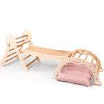Goodevas 4in1 Montessori Climbing Set: Pikler Triangle, Arch, Slide Board, and Cushion for Toddlers (1–3 Years) - 