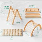 Goodevas 4in1 Montessori Climbing Set: Triangle Ladder + Climbing Arch + Slide Board & Cushion – Beige - 