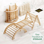 Goodevas 4in1 Montessori Climbing Set Triangle Ladder Climbing Arch Slide Board Cushion for Toddlers Ages 1 to 3 - Everetts Place Boutique - 