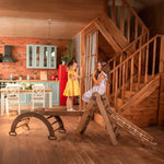 Goodevas 4in1 Montessori Climbing Set Triangle Ladder Climbing Arch Slide Board Net Beige - Everetts Place Boutique - 