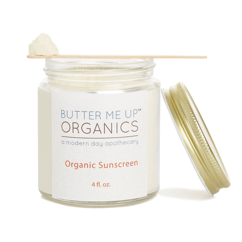 Butter Me Up Organics Non-Nano Zinc Oxide Sunscreen Jar with Lid and Applicator