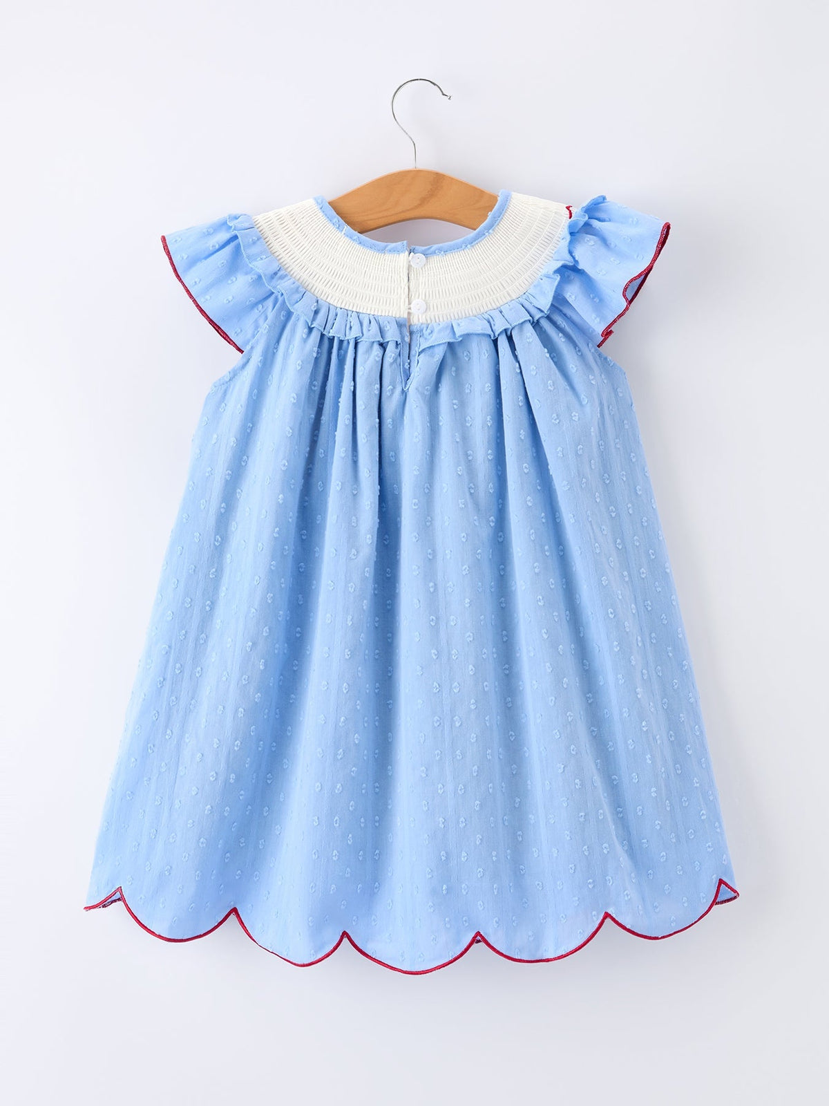 Rylee Faith Designs 4th of July American Flag Girls Dress Ruffle Collar Scallop Hem