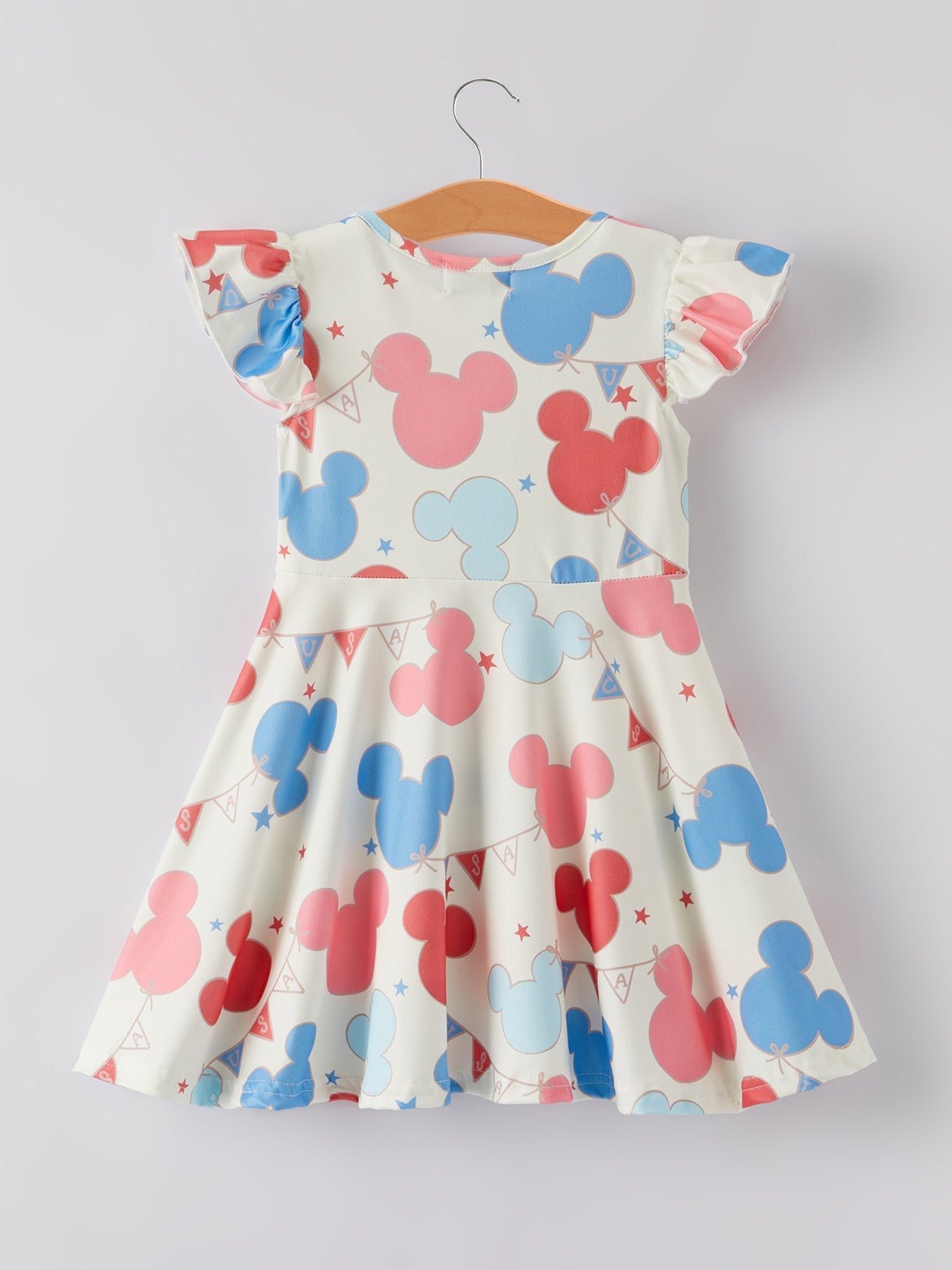 Rylee Faith Designs 4th of july Cartoon Flag Print Girls Dress