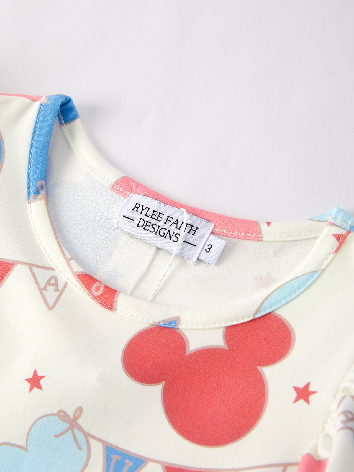 Rylee Faith Designs 4th of july Cartoon Flag Print Girls Dress