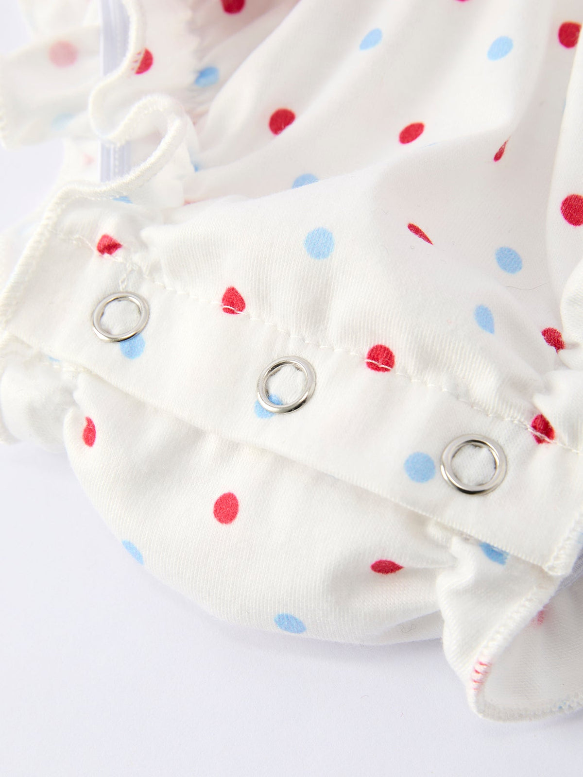 Rylee Faith Designs 4th of July Dot Girls Romper Bow Ruffle Peter Pan CollarEveretts Place