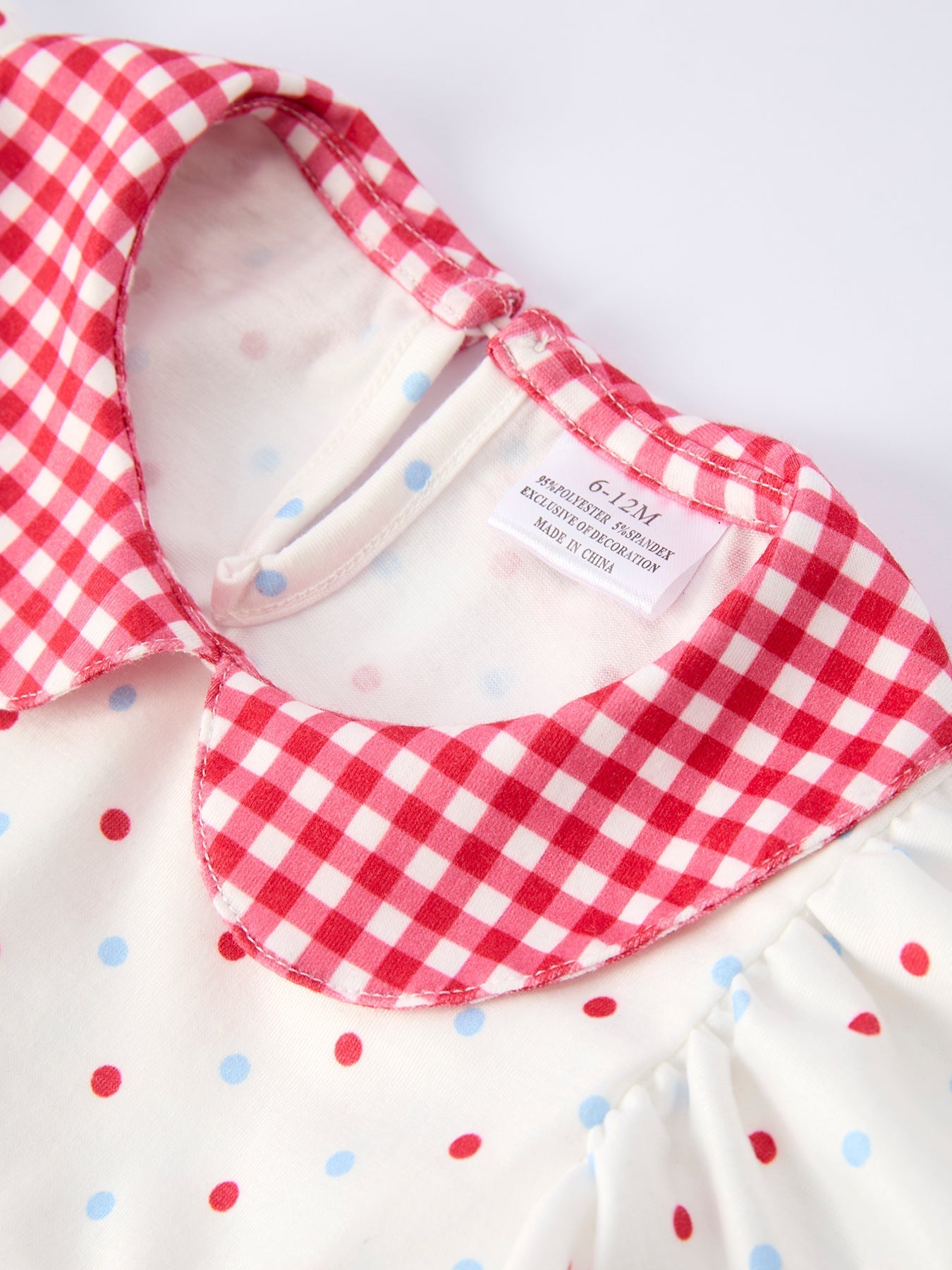 Rylee Faith Designs 4th of July Dot Girls Romper Bow Ruffle Peter Pan CollarEveretts Place
