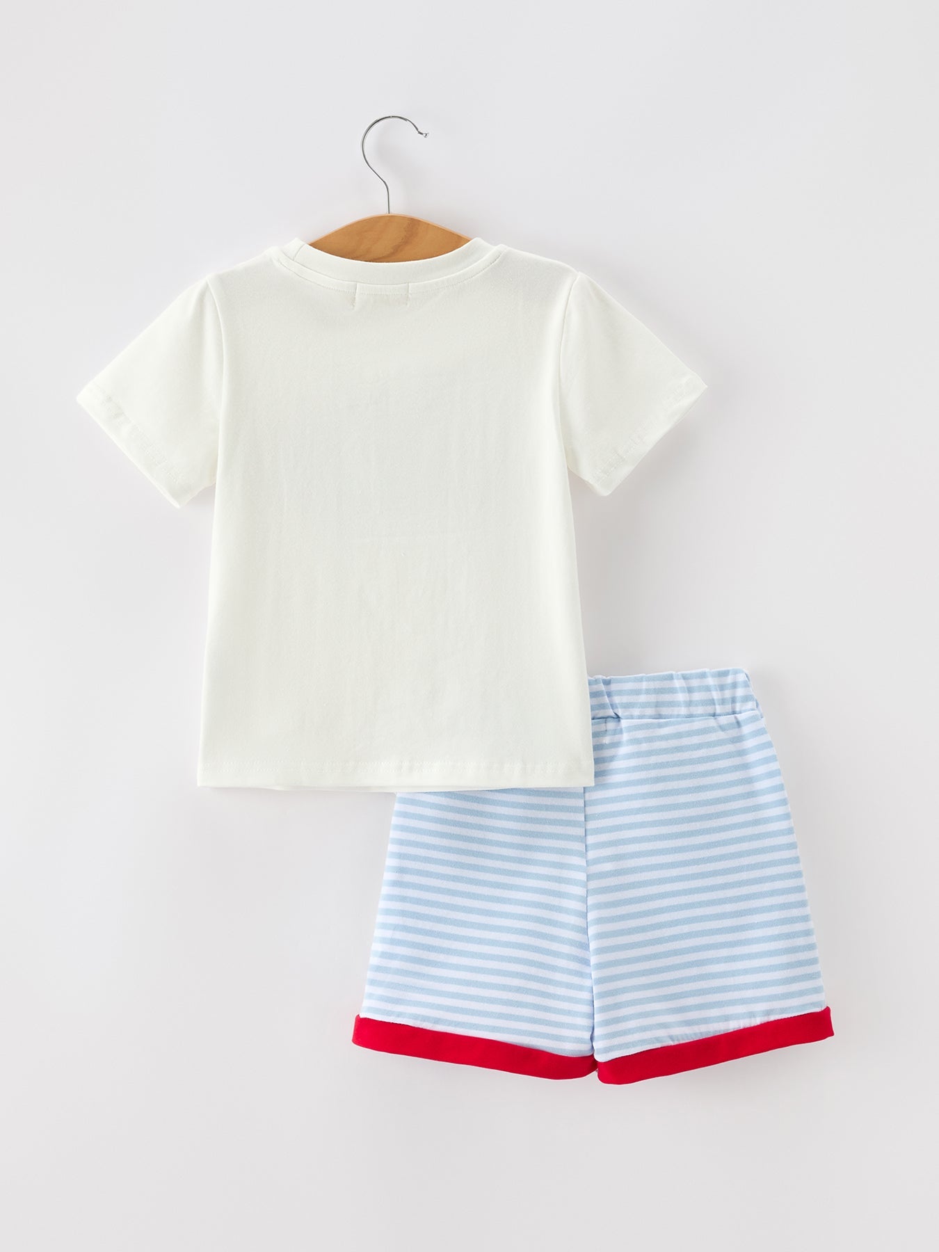 Rylee Faith Designs 4th of July Flag Applique Boy Top and Shorts Set
