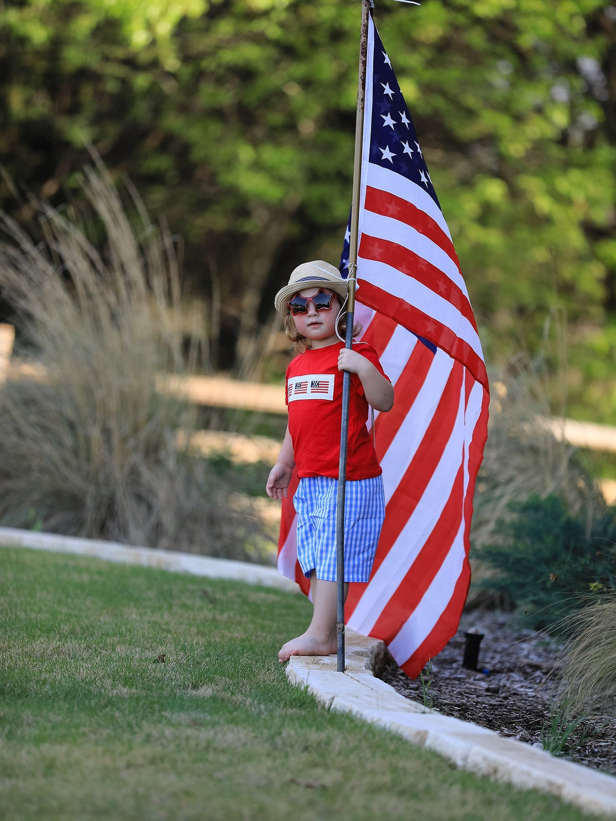 Rylee Faith Designs 4th of july Flag Embroidery Smocking Boys SetEveretts Place