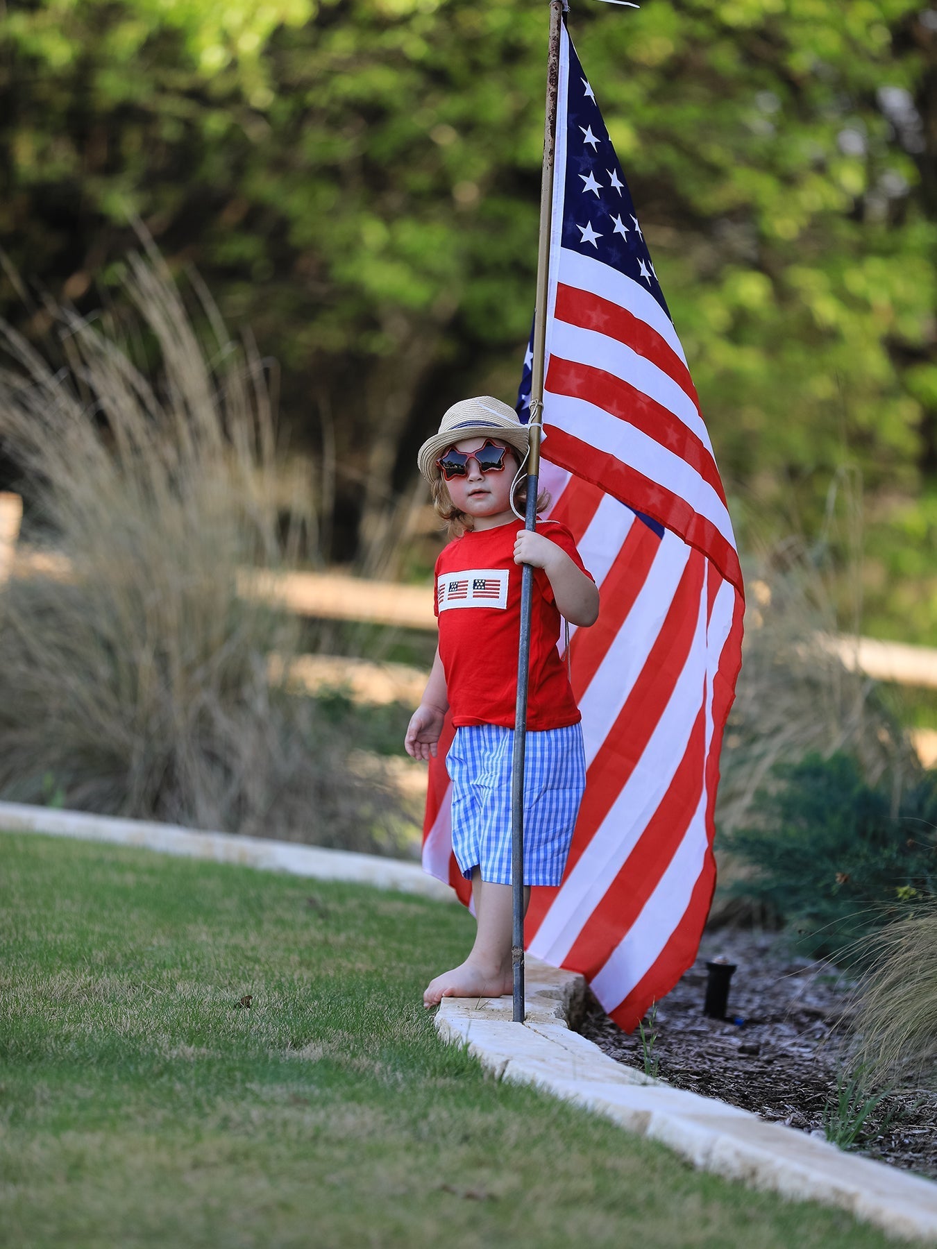 Rylee Faith Designs 4th of july Flag Embroidery Smocking Boys SetEveretts Place