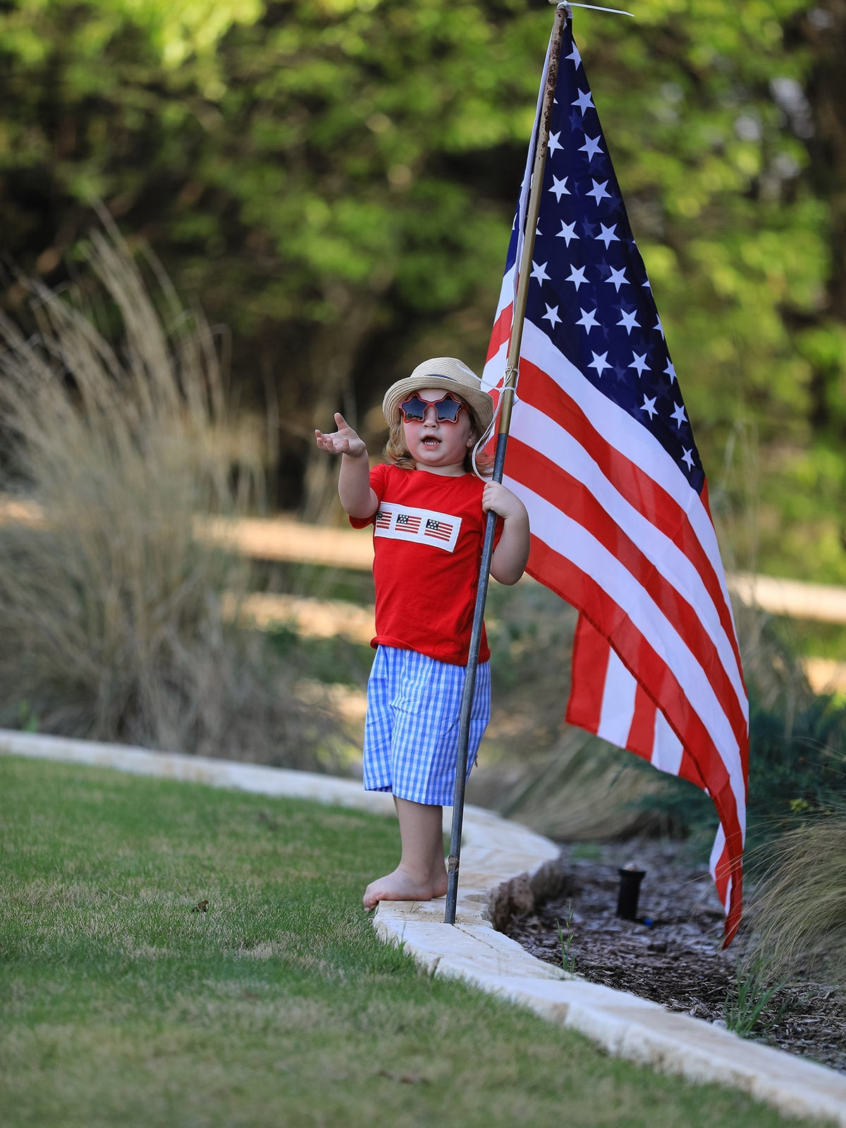 Rylee Faith Designs 4th of july Flag Embroidery Smocking Boys SetEveretts Place
