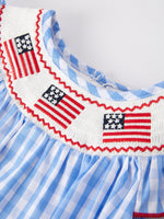 Rylee Faith Designs 4th of july Flag Embroidery Smocking Girls RomperEveretts Place