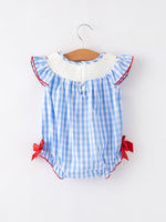 Rylee Faith Designs 4th of july Flag Embroidery Smocking Girls RomperEveretts Place