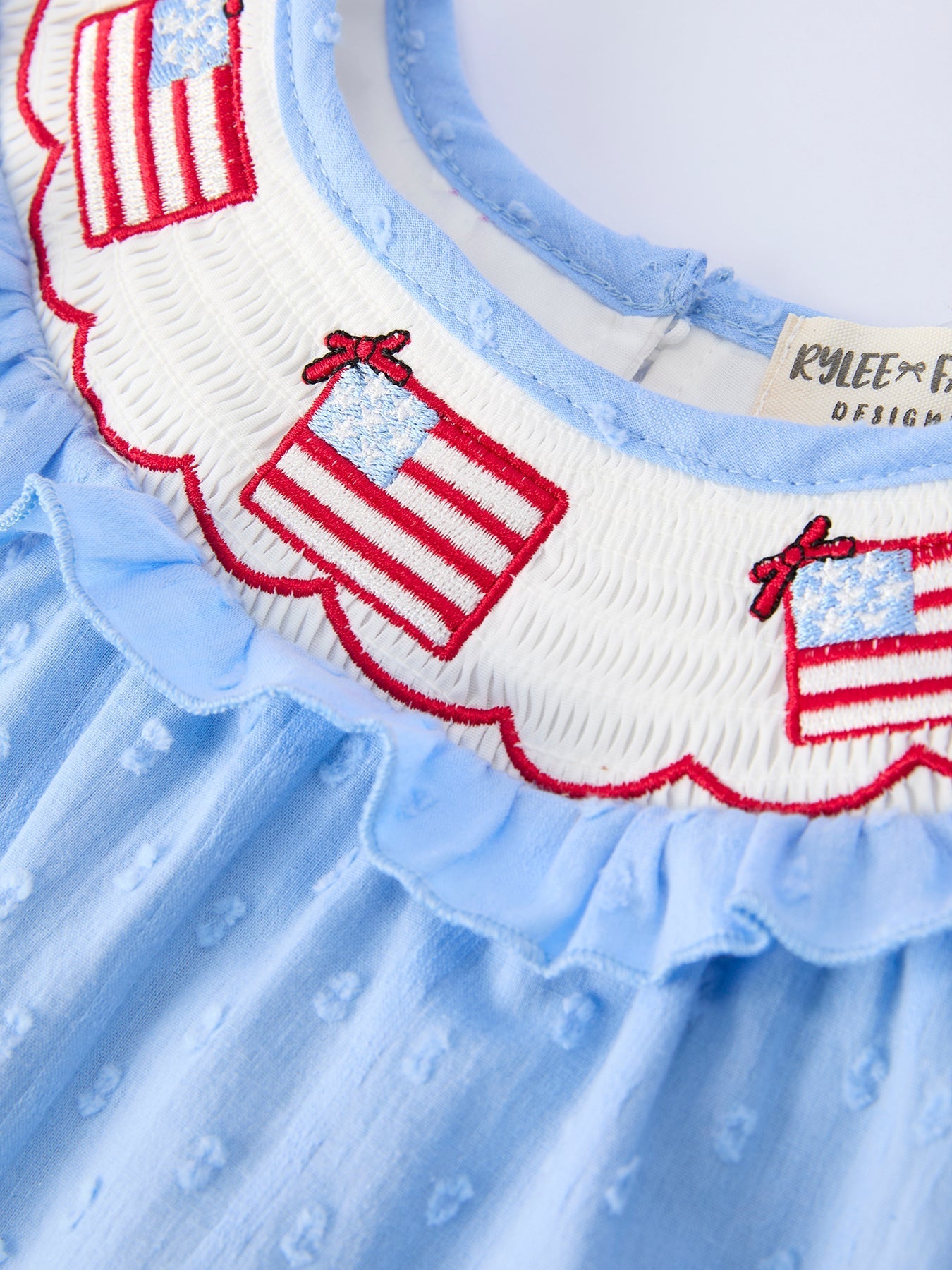 Rylee Faith Designs 4th of July Flag Girls Bloomer Set Ruffle Collar