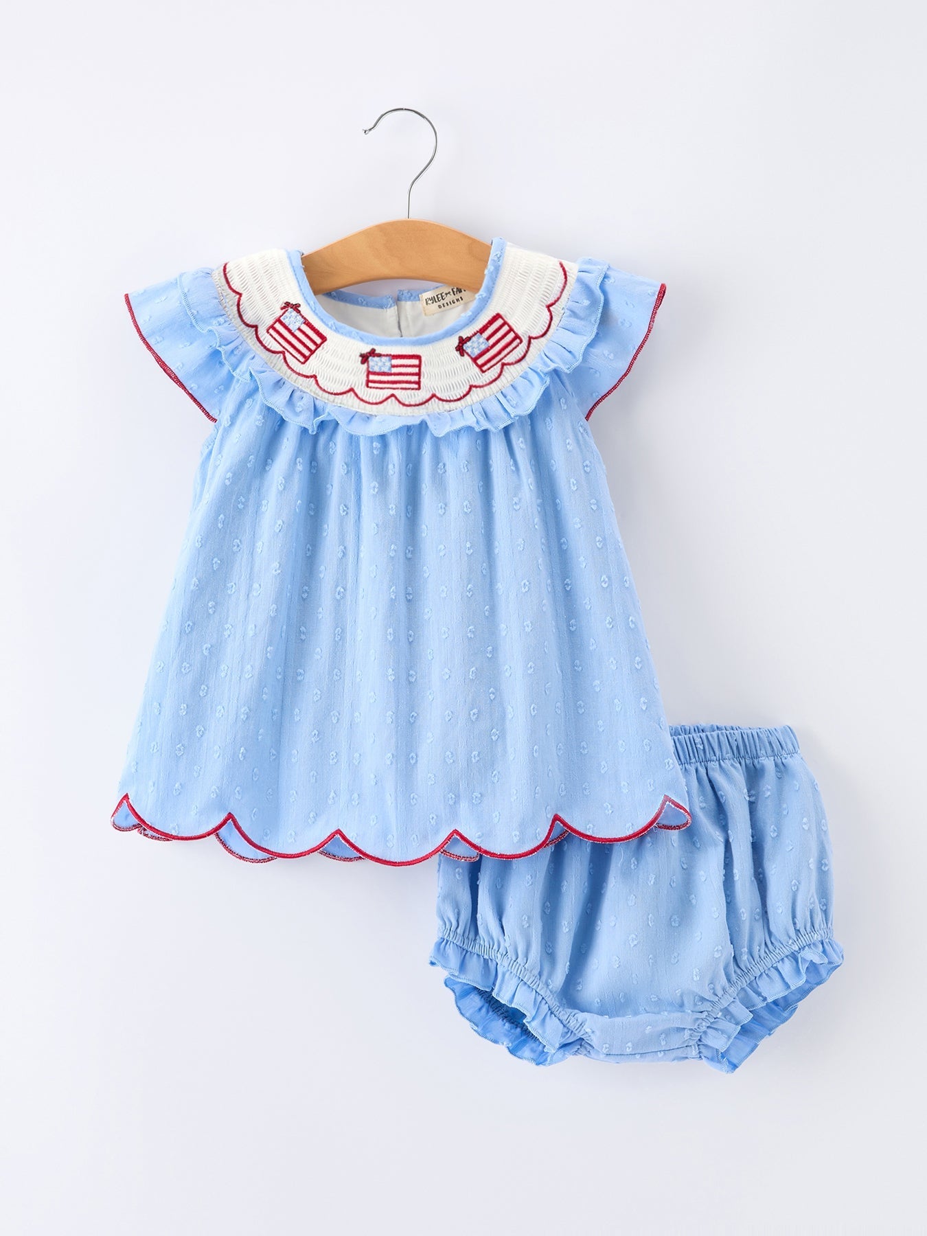 Rylee Faith Designs 4th of July Flag Girls Bloomer Set Ruffle Collar