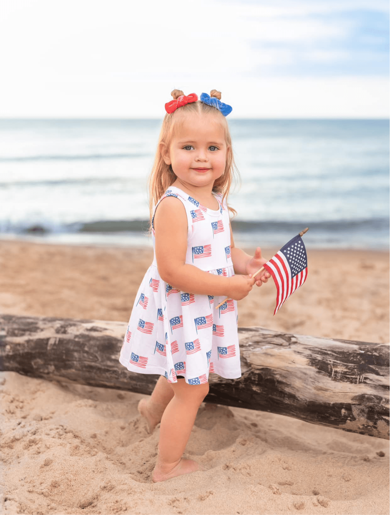 Little Joy Co. 4th of July Flag Print Bamboo Peplum Top & Bike Shorts