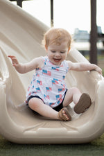 Little Joy Co. 4th of July Flag Print Bamboo Peplum Top & Bike Shorts