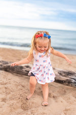 Little Joy Co. 4th of July Flag Print Bamboo Peplum Top & Bike Shorts
