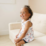 Little Joy Co. 4th of July Flag Print Bamboo Peplum Top & Bike Shorts