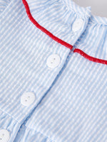 Rylee Faith Designs 4th of july Girls' Smocking Star Embroidered Romper