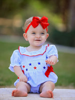 4th of july Girls' Smocking Star Embroidered Romper - Baby & Toddler Clothing, Sleeve, Skin, Red, Child | Everetts Place